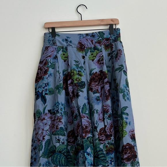 Anthropologie Maeve Pants Terrace Floral Palazzo Pants 10 purple blue flowy wide - Picture 10 of 15